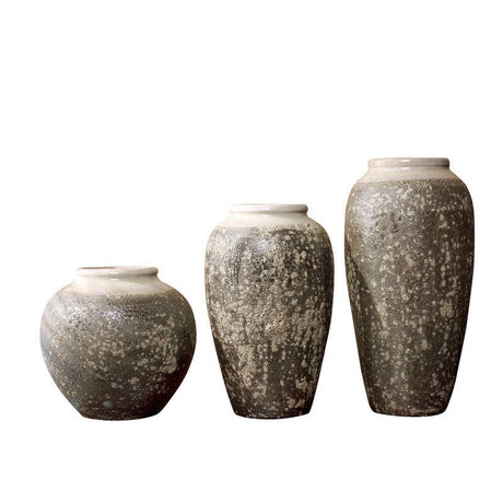 Mottled Retro Ceramic Vases – Handmade Chinese Glazed Pottery in Small, Medium & Large - Large Vase - 