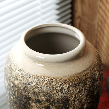 Mottled Retro Ceramic Vases – Handmade Chinese Glazed Pottery in Small, Medium & Large - Large Vase - 