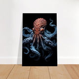 Mystic Tides: The Octopus of Blue and Crimson | wall art print | Animal Kingdom collection - Brushed Aluminum Print - 30x45 cm / 12x18″ - 