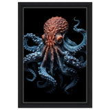 Mystic Tides: The Octopus of Blue and Crimson | wall art print | Animal Kingdom collection - Framed Canvas - 30x45 cm / 12x18″ - Black frame