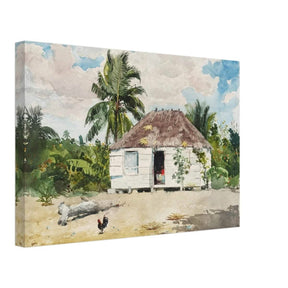 Native Hut at Nassau by Winslow Homer | Wall art Print - 30x45 cm / 12x18″ - Canvas - 