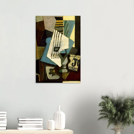 Nature morte - guitar, newspaper, glass and ace of clubs by Pablo Picasso 1914 - Wood Prints - 50x75 cm / 20x30″ - 20 mm