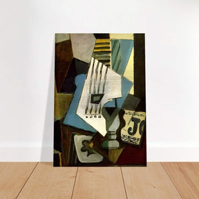 Nature morte - guitar, newspaper, glass and ace of clubs by Pablo Picasso 1914 - Brushed Aluminum Print - 70x100 cm / 28x40″ - 