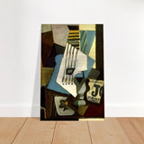 Nature morte - guitar, newspaper, glass and ace of clubs by Pablo Picasso 1914 - Brushed Aluminum Print - 60x90 cm / 24x36″ - 