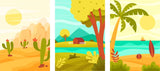 Nature’s Journey: From Sand to Shore| Kids's Room Trio Set | Wall Art Print - Canvas - 30X45 CM / 12X18″ - 