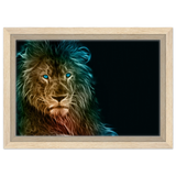 Neon Majesty – Abstract Lion Spirit Wall Art Print - Framed Canvas - 20x30 cm / 8x12″ - Wood frame