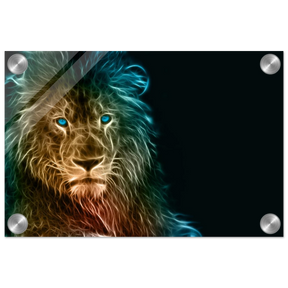 Neon Majesty – Abstract Lion Spirit Wall Art Print - Acrylic Print - 20x30 cm / 8x12″ - 