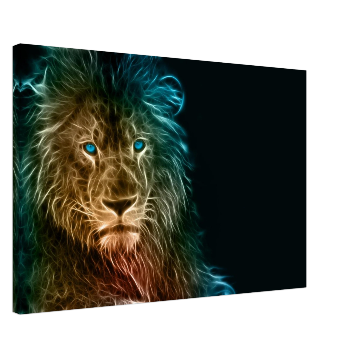 Neon Majesty – Abstract Lion Spirit Wall Art Print - Canvas - 50x75 cm / 20x30″ - 