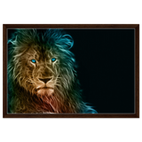 Neon Majesty – Abstract Lion Spirit Wall Art Print - Framed Canvas - 50x75 cm / 20x30″ - Dark wood frame