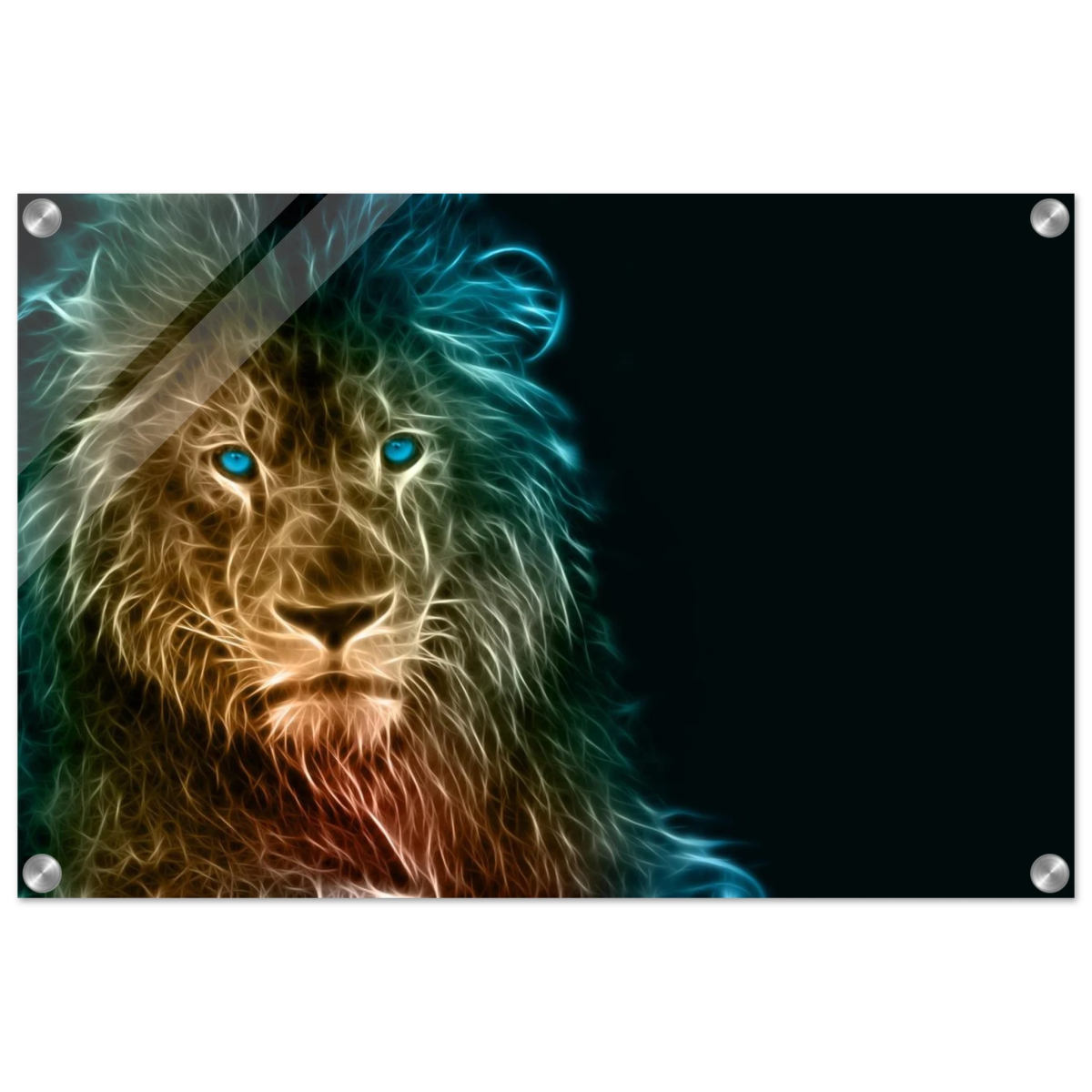 Neon Majesty – Abstract Lion Spirit Wall Art Print - Acrylic Print - 40x60 cm / 16x24″ - 