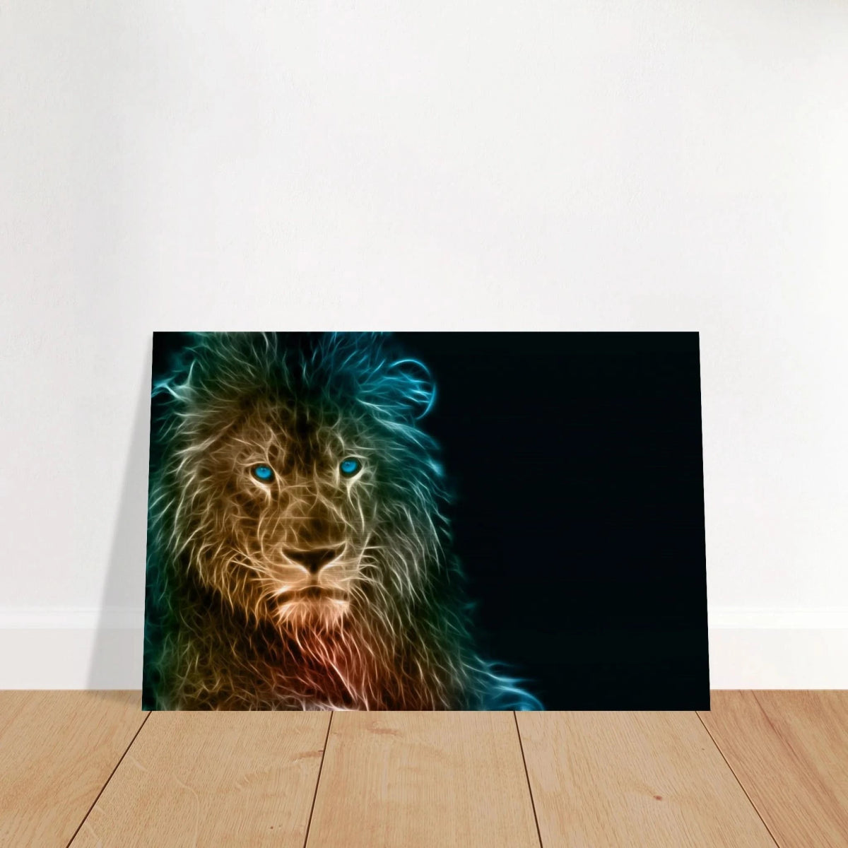 Neon Majesty – Abstract Lion Spirit Wall Art Print - Brushed Aluminum Print - 40x60 cm / 16x24″ - 