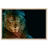 Neon Majesty – Abstract Lion Spirit Wall Art Print - Framed Canvas - 60x90 cm / 24x36″ - Wood frame