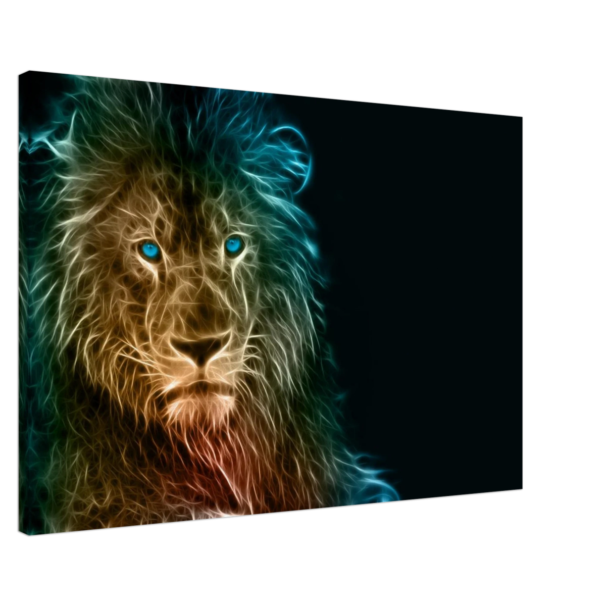 Neon Majesty – Abstract Lion Spirit Wall Art Print - Canvas - 60x90 cm / 24x36″ - 