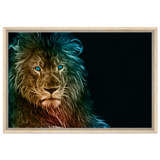 Neon Majesty – Abstract Lion Spirit Wall Art Print - Framed Canvas - 50x75 cm / 20x30″ - Wood frame