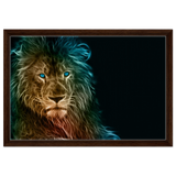 Neon Majesty – Abstract Lion Spirit Wall Art Print - Framed Canvas - 40x60 cm / 16x24″ - Dark wood frame