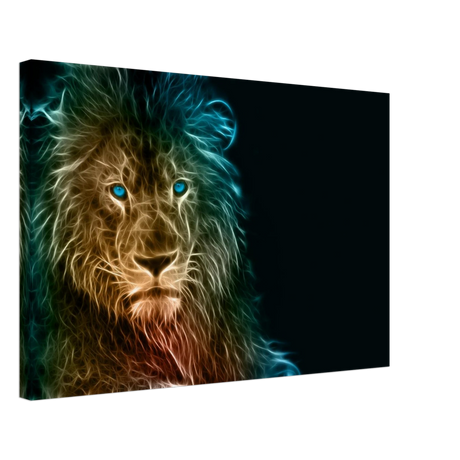 Neon Majesty – Abstract Lion Spirit Wall Art Print - Canvas - 40x60 cm / 16x24″ - 