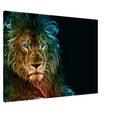 Neon Majesty – Abstract Lion Spirit Wall Art Print - Canvas - 70x100 cm / 28x40″ - 