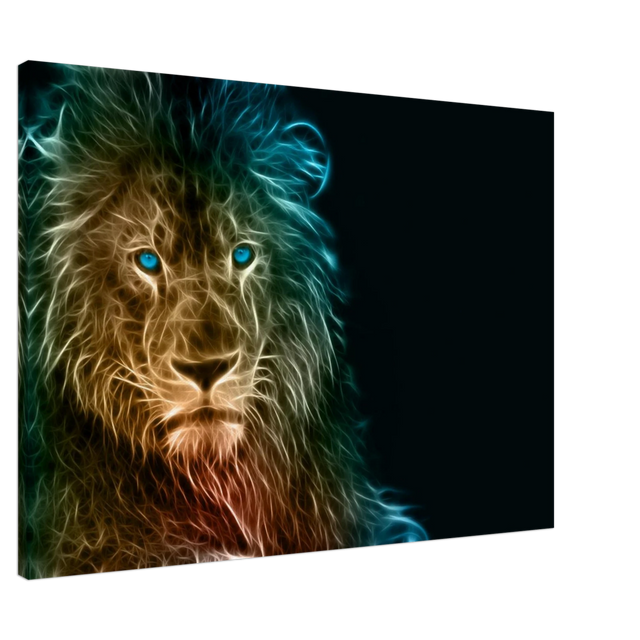 Neon Majesty – Abstract Lion Spirit Wall Art Print - Canvas - 70x100 cm / 28x40″ - 