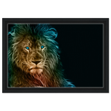 Neon Majesty – Abstract Lion Spirit Wall Art Print - Framed Canvas - 30x45 cm / 12x18″ - Black frame