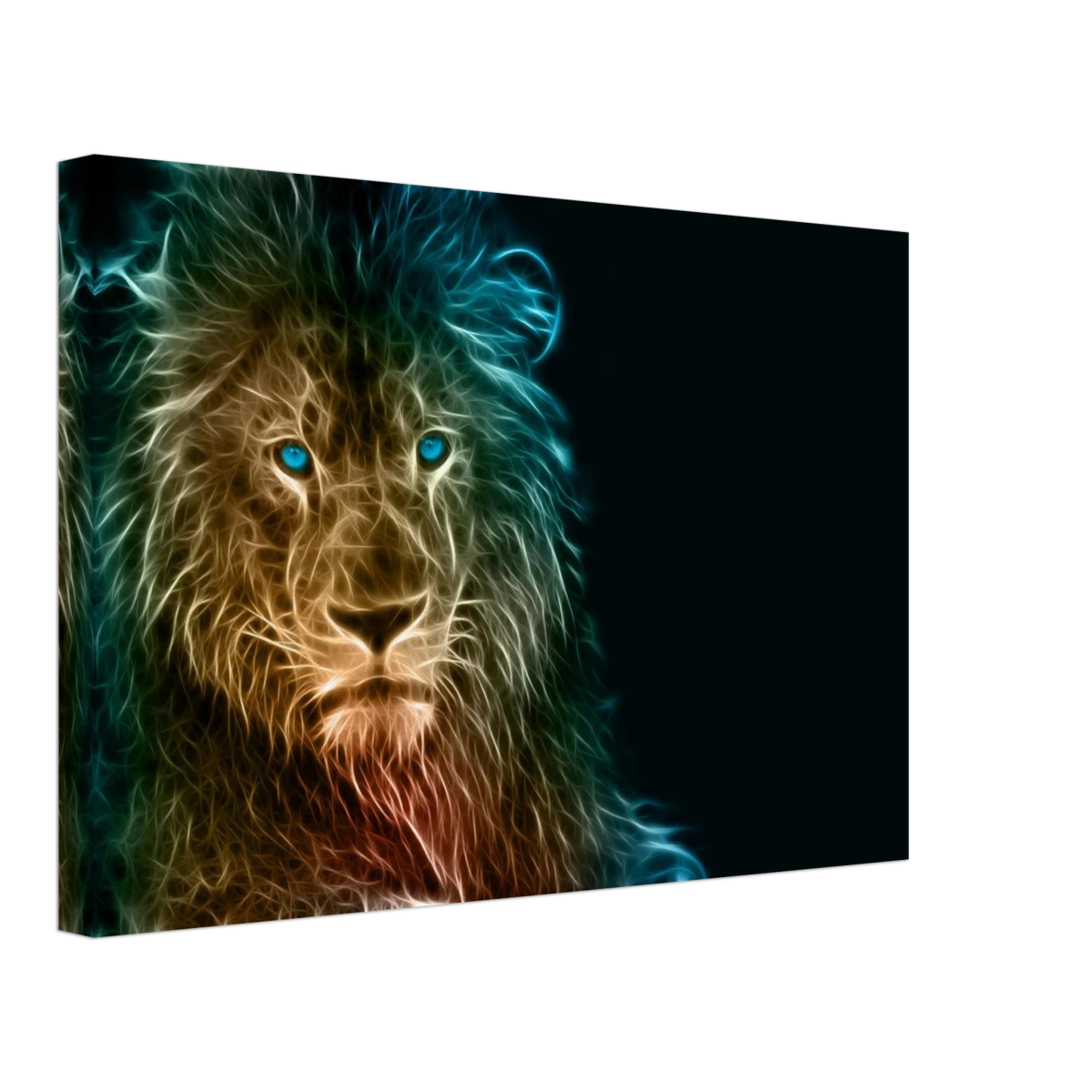 Neon Majesty – Abstract Lion Spirit Wall Art Print - Canvas - 30x45 cm / 12x18″ - 