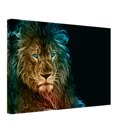 Neon Majesty – Abstract Lion Spirit Wall Art Print - Canvas - 30x45 cm / 12x18″ - 