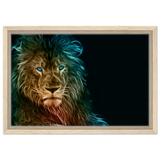 Neon Majesty – Abstract Lion Spirit Wall Art Print - Framed Canvas - 30x45 cm / 12x18″ - Wood frame