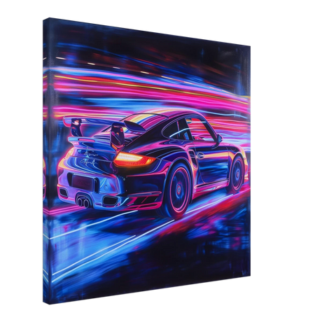 “Neon Velocity” – Futuristic Porsche in Motion Wall Art - Canvas - 60x60 cm / 24x24″ - 