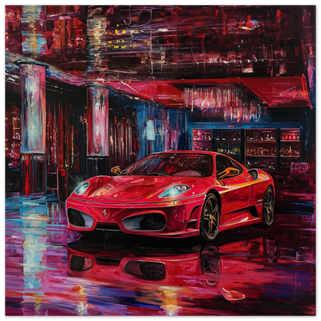 Neon Velocity – The Art of Speed & Luxury | Wall art print - Wood Prints - 30x30 cm / 12x12″ - 
