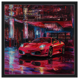 Neon Velocity – The Art of Speed & Luxury | Wall art print - Framed Canvas - 60x60 cm / 24x24″ - Black frame