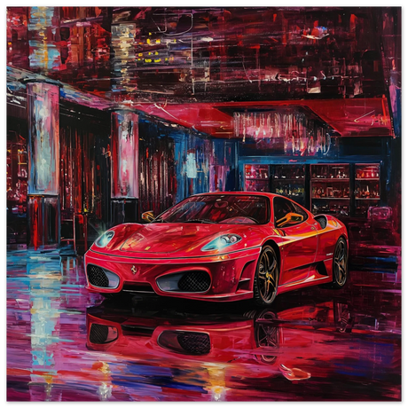 Neon Velocity – The Art of Speed & Luxury | Wall art print - Wood Prints - 50x50 cm / 20x20″ - 