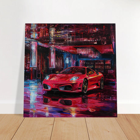 Neon Velocity – The Art of Speed & Luxury | Wall art print - Brushed Aluminum Print - 40x40 cm / 16x16″ - 