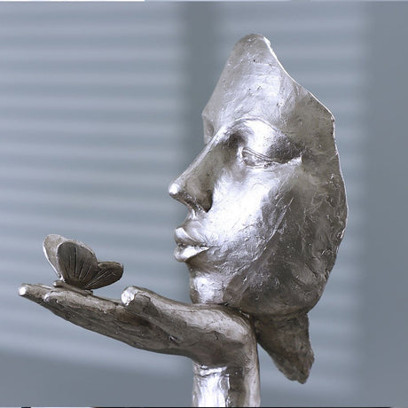 Nordic Butterfly Face Mask Sculpture – Modern Art Décor - Vintage gold - 
