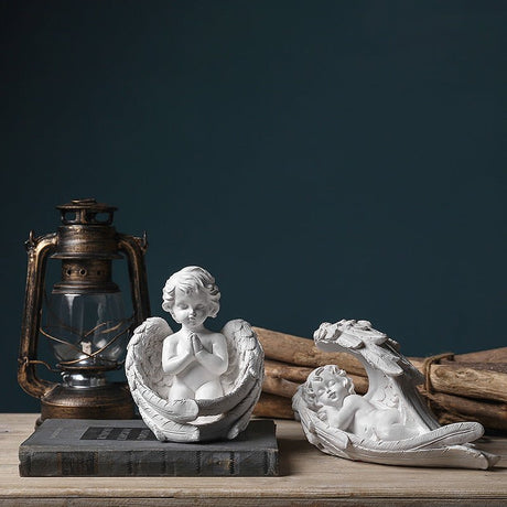 Nordic creative character angel plaster sculpture - Q1pc - Dozing angel - 