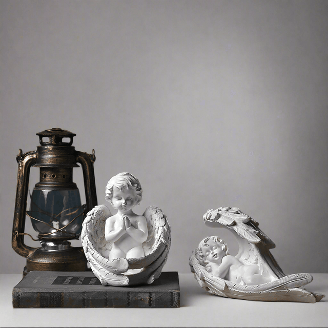 Nordic creative character angel plaster sculpture - Q1pc - Dozing angel - 