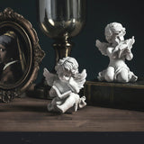 Nordic creative character angel plaster sculpture - QA pair - Reading angel - 