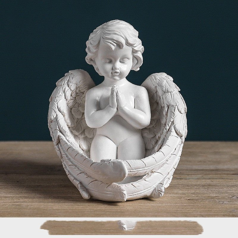 Nordic creative character angel plaster sculpture - Q1pc - Meditating angel - 