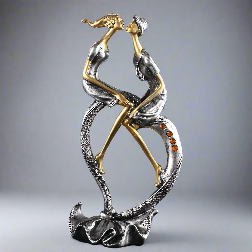 Nordic Dancer Resin Handicraft Sculpture – Elegant Home Decor Accent - Gold and Silver - 