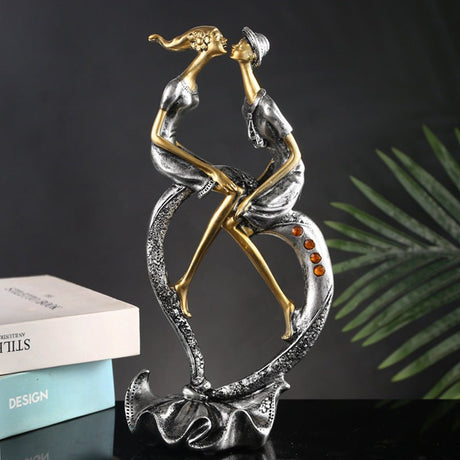 Nordic Dancer Resin Handicraft Sculpture – Elegant Home Decor Accent - Gold and Silver - 