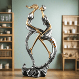 Nordic Dancer Resin Handicraft Sculpture – Elegant Home Decor Accent - Gold and Silver - 