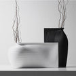 Nordic Minimalist Geometric Resin Vase – Modern Black & White Sculptural Décor - Black - 