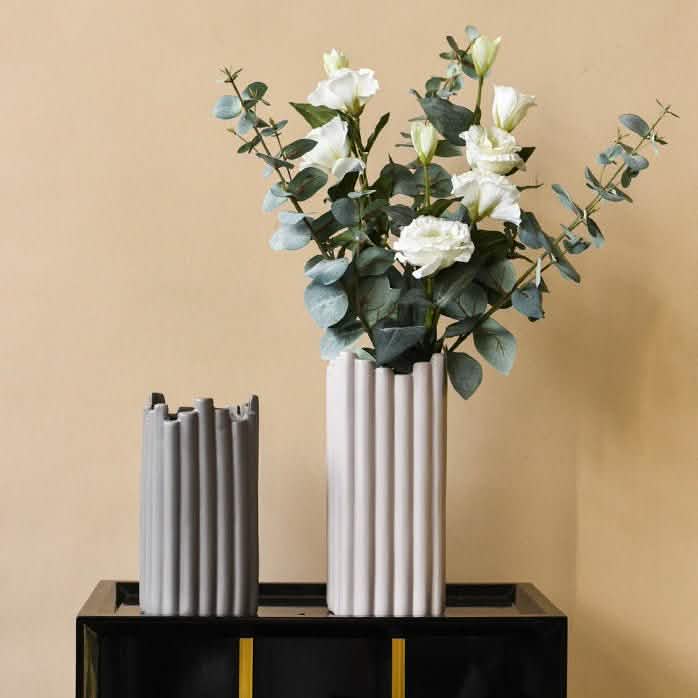 Nordic Modern Ceramic Irregular Vases – Minimalist Decorative Home Accents - L - Dark Grey - 