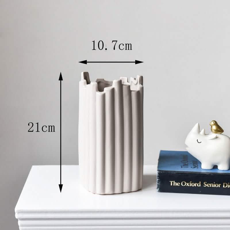 Nordic Modern Ceramic Irregular Vases – Minimalist Decorative Home Accents - M - Grey - 