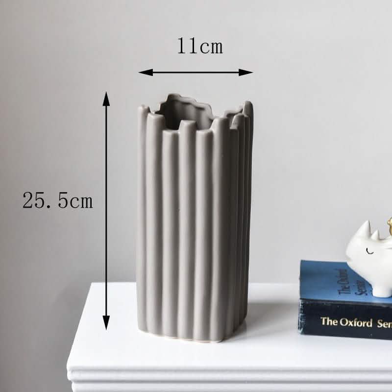Nordic Modern Ceramic Irregular Vases – Minimalist Decorative Home Accents - L - Dark Grey - 