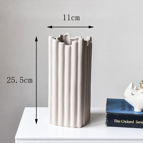 Nordic Modern Ceramic Irregular Vases – Minimalist Decorative Home Accents - L - Grey - 