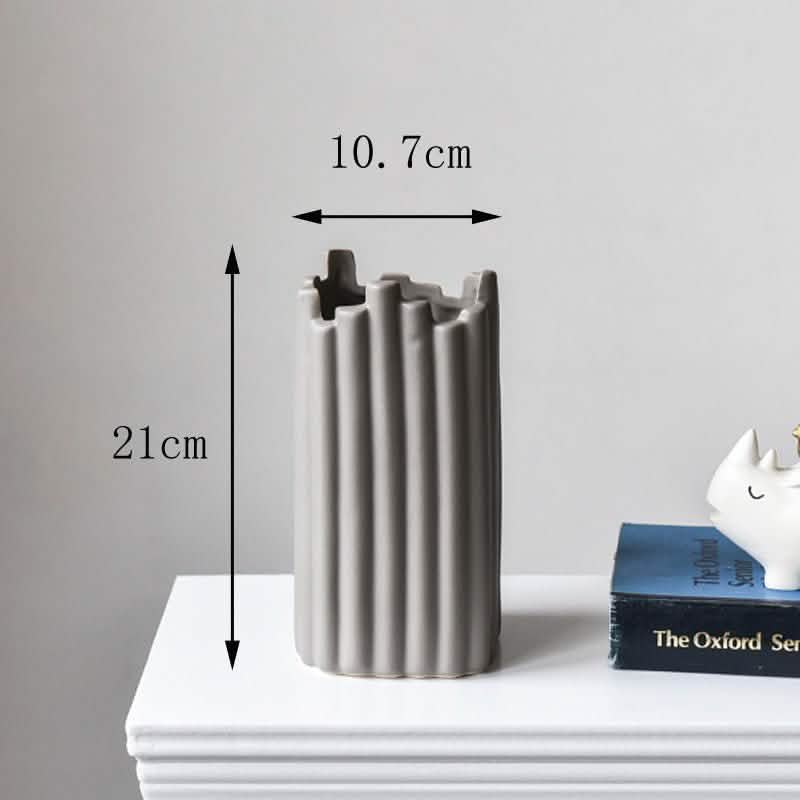 Nordic Modern Ceramic Irregular Vases – Minimalist Decorative Home Accents - M - Dark Grey - 