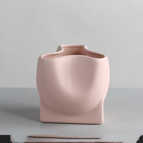 Nordic Morandi Ceramic Vase – Minimalist Decorative Vases for Modern Home - Blush Pink Mini Vase - 