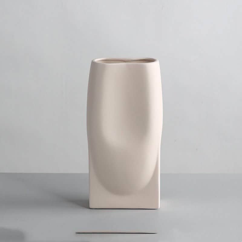 Nordic Morandi Ceramic Vase – Minimalist Decorative Vases for Modern Home - Beige Small Rounded Vase - 