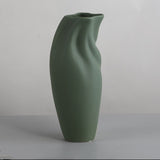 Nordic Morandi Ceramic Vase – Minimalist Decorative Vases for Modern Home - Green Wave Vase - 