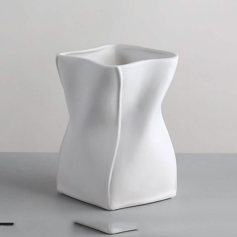 Nordic Morandi Ceramic Vase – Minimalist Decorative Vases for Modern Home - White Sculpted Vase - 