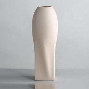 Nordic Morandi Ceramic Vase – Minimalist Decorative Vases for Modern Home - Beige Tall Cylinder Vase - 